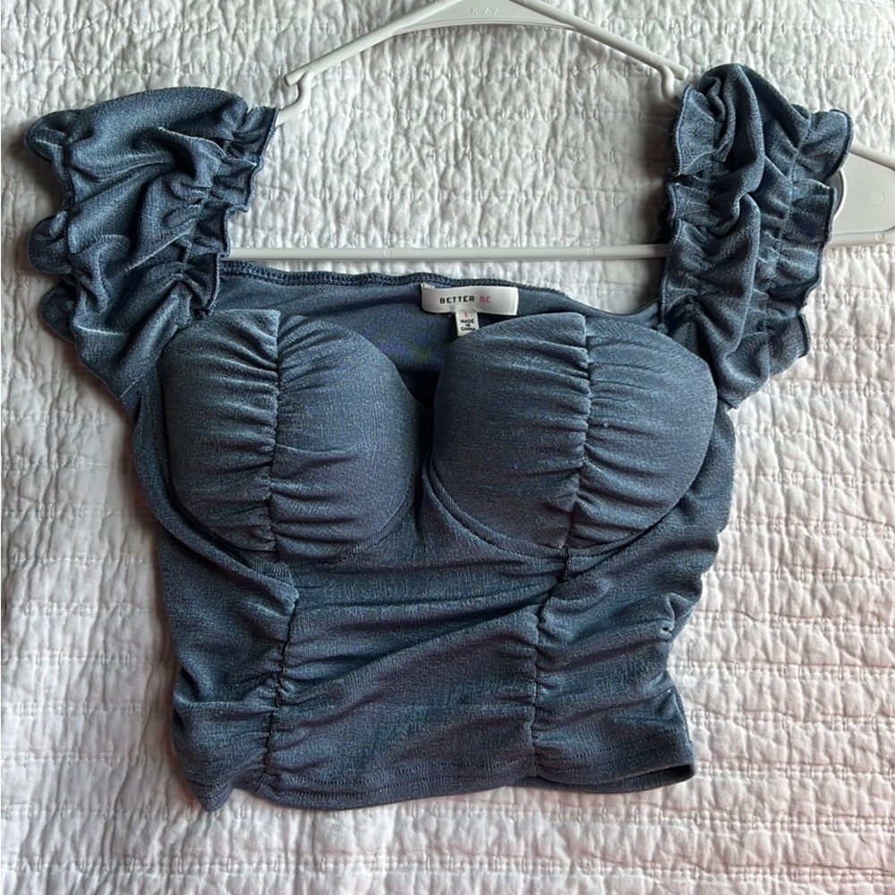 Crop top Corset In Blue. Brand:BetterBe. Size:S